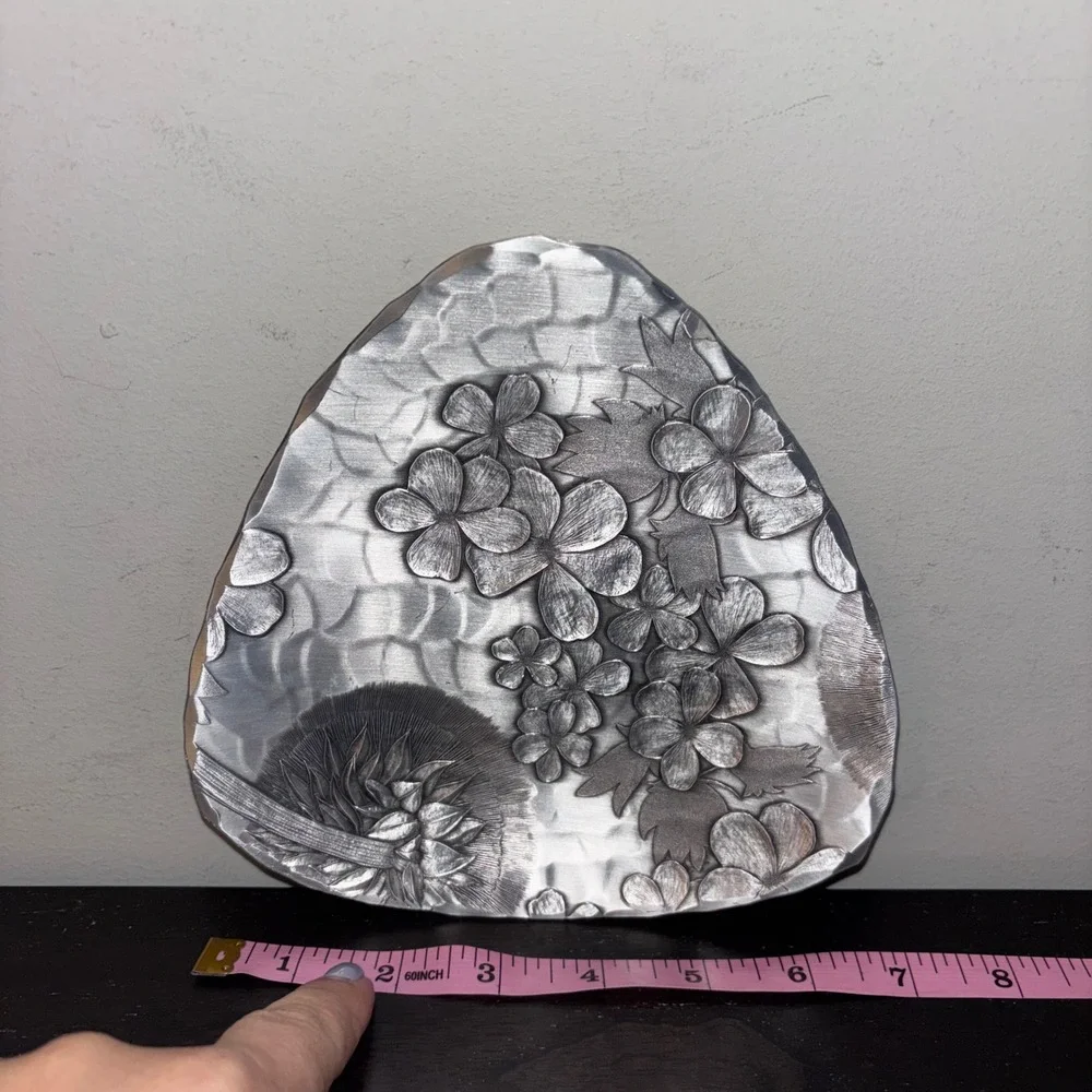 Wendell August Forge | Handmade Aluminum Floral Triangular Tray | Made‎ in USA